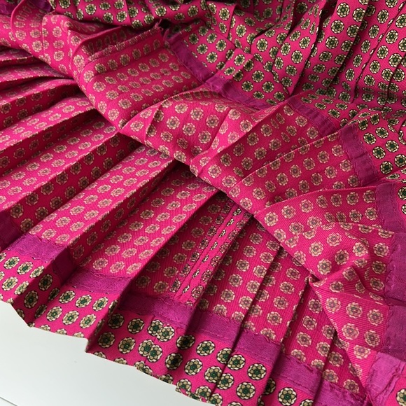 Vintage 80's Ralph Lauren 100% Wool Midi Pleated Medallion Skirt Pink Size 6 USA - Picture 6 of 12